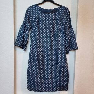 Banana Republic Blue Pink Floral Paisley Shift with Bell Sleeves Size XS​​​​​​​